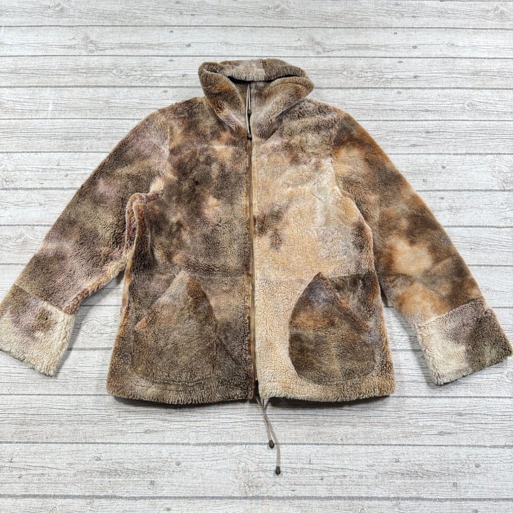 Antsie Collection Jacket Women's 2XL Brown Mottled Zip Funnel Neck Vintage